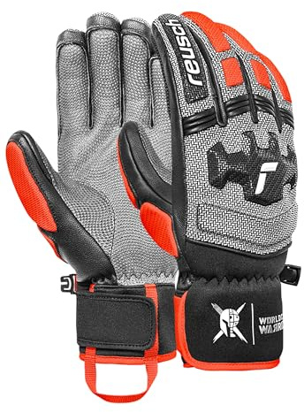 Reusch Worldcup Warrior DH Skihandschuhe – Unisex Racinghandschuhe mit R-LOFT Isolierung, Soft-Knöchelschutz, Vollleder, Winddicht, atmungsaktiv, ergonomisch, für alpinen Rennsport