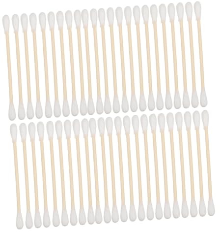 Cabilock 100 Stück Bambus Wattestäbchen mit Spitzen Weichen Baumwollköpfen Multifunktionale Reinigungstupfer für Make up Elektronik Tastaturen Hautfreundlich und Kompakt für Unterwegs