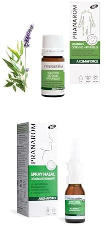 Lot de Pranarôm - Duo pack immunité et respiration aisée - Solution Défenses Naturelles 5ml + Spray Nasal 15ml