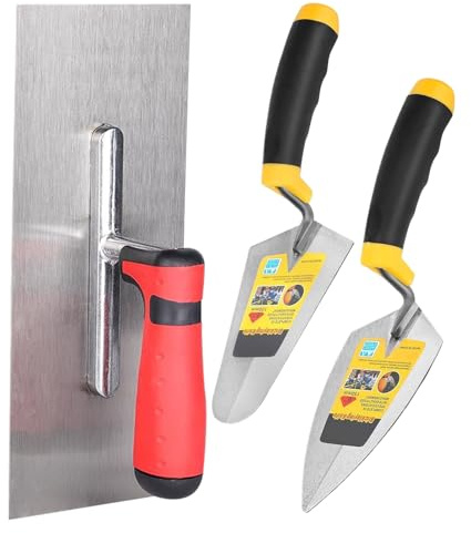DAWCBVJQ Llana Albañilería,3 Piezas Herramientas De Cemento Con Mango De Agarre Suave | Utensilios De Construcción - Para Reparación, Relleno, Colocación De Mortero, Estuco, Baldosa, Ladrillo, Suelo