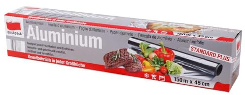 Alufolie, Spenderbox, Silber, stark, Abreißschiene, 12 my, 45 cm x 150 m, 1 Rolle(n)