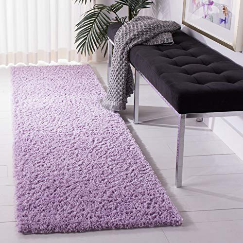 SAFAVIEH Zottelig Teppich für Wohnzimmer, Esszimmer, Schlafzimmer - August Shag Collection, Kurzer Flor, Lila, 69 X 244 cm