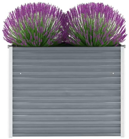 Festnight Gartenpflanzen Hochbeet Gartenbeet Verzinkter Stahl Frühbeet | Pflanzkasten für Garten Blumen Gemüse Grossen