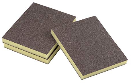 sourcing map 3 Stück Schleifschwamm 80 Körnung Doppelseitiges Schleifpapier, Wiederverwendbares Nass- und Trockenschleifpad für Holz, Metall, Wand, Lack, Stahl, Braun