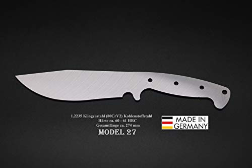 Rohling Messer Model 27 / 274mm Poliert Messerbau Messerstahl Messerklinge Klingenrohling Jagdmesser