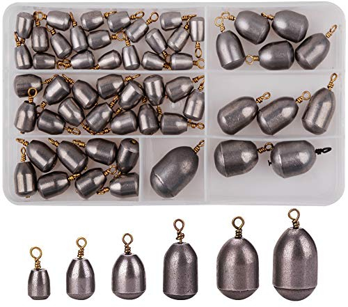 Angelgewichte Kit Bassguss Eisen Anglgewichte Wassertropfen Form Angelplatinen Gewicht Set Platinen Angel Set Angler Angelgerät Zubehör (54 STK)