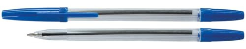Officiell produkt kulspetspenna Basic/färg: Blå/‎50 stycken (1-pack)/linjebredd 1,0 mm/hölje transparent/linjetjocklek 0,7 mm/perfekt för kontoret, hemmakontoret eller skolan