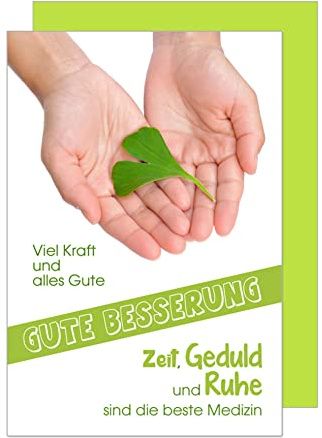Edition Seidel Premium Karte zur Genesung gute Besserung Genesungskarte mit Umschlag. Glückwunschkarte Grusskarte einzelne eine Karte (GX127 SW022)