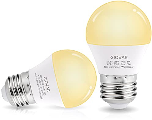 GIOVAR LED Range Hood Light Bulbs Replacement, 40 Watt Equivalent, LED Appliance Bulb for Refrigerator/Stove Hood/Fridge, 2700K SOFE White, E26 Base, Waterproof, Non-Dimmable, Pack of 2