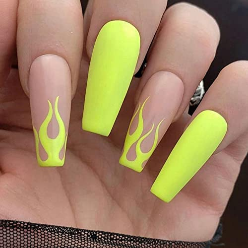 BSLVWG Künstliche Nägel Lange Kunstnägel Goldfolie Press on Nails Ballerina Acryl Stick on Nails 24 Stück für Frauen und Mädchen (11)