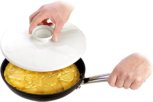 Coperchio per tortilla di patate, coperchio per padella, lavabile in lavastoviglie e forno a microonde, 29 cm (bianco)