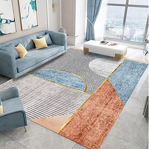 Teppich waschbare teppiche,Langlebiger, Waschbarer Teppich, Grau, Rot, Blau, Geometrisches Design Wohnzimmer möbel,Teppich für Badezimmer 80x160cm
