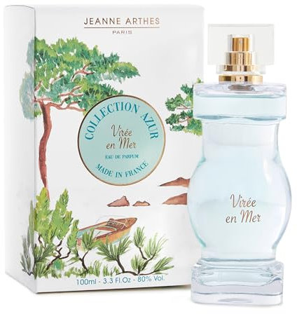 JEANNE ARTHES - Eau de Parfum Femme French Way Of Life - Collection Azur - Virée en Mer - Frais & Floral - Fleur de Tiaré & Fleur d'oranger - Fabriqué en France à Grasse - Cadeau femme - 100 ml