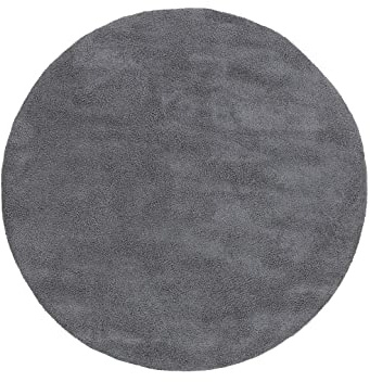 carpetfine Hochflorteppich Silky Rund Grau Flauschig weicher Langflor Shaggy Teppich Ø 150 cm für Wohnzimmer, Schlafzimmer & Kinderzimmer