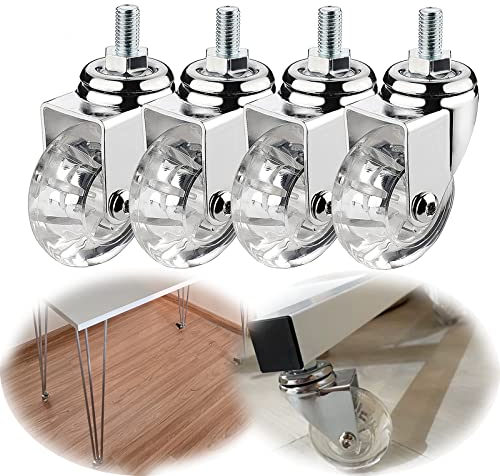 CANEVE Lenkrollen, Möbelrollen Mit Gewinde, M8 * 15 Mm, M10 * 15 Mm Transportrollen, 360 ° Drehbare Rollen, Geeignet Für Trolleys, Möbel, Kinderbetten, Blumenständer(Size:M8*15mm,Color:4 Swivel)