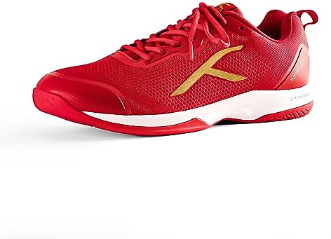 HUNDRED Infinity Pro Non-Marking Professional Badminton Shoe for Men (Red Gold, EU 41 UK 7 US 8) Material: Polyester Mesh Suitable for Indoor Tennis Squash Table Tennis Basketball & Padel