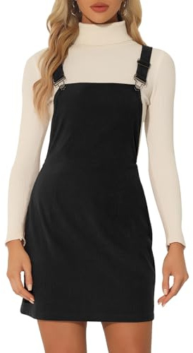 Allegra K Women's Adjustable Strap Pinafore Bib Corduroy Overalls Dress