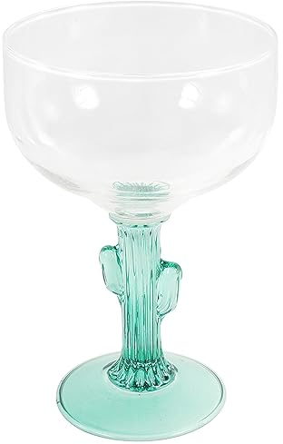 CALLARON Creative Cactus-Shaped Glass Margarita Wine Cup 400ml Decorative Drinking Goblet with Fine Workmanship for Home and Banquet Use