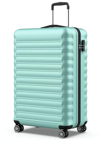 NUMADA - Valigia Grande Upfly 25Kg Upfly 28' ABS (75x49x29cm) con chiusura a combinazione e 4 ruote doppie a 360 | Resistente | Leggera | Interni a scomparti | Verde