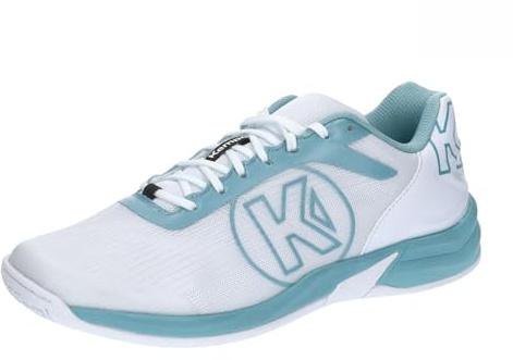 Kempa Mixte Attack Three 2.0 W Game Changer Handball, Chaussures de Sport, Blanc/Aqua, 44 EU