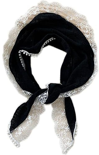 Lace Head Scarf Triangle Hair Scarf Elegant Hair Bandanas Washable Neckerchief for Girls Women Everyday Wear