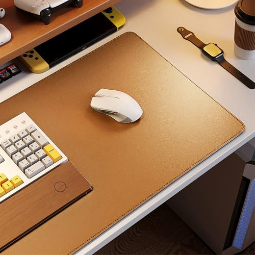 BESTORI PU Leder Schreibtischunterlage Großes Schreibtischmatte Rutschfester Wasserdichter Mauspad für Büro Zuhause Arbeiten Spiele Braun, 60 x 120 cm