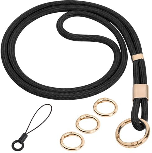 Flintronic Schlüsselband, Schlüsselbänder Umhängeband, Drehbarem Metallclip Abnehmbare Neck Lanyard Langes Handgelenk mit karabiner, Paracord Schlüsselanhänger Schlüssel Ausweise(Schwarz)