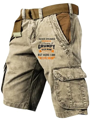 KONG JIMFAN Cargohose Herren Kurz Hose Knielang Cargo Shorts Stretch Arbeitsshort mit Taschen Sommer Arbeitshosen Männer Freizeit Shorts Baggy Radlerhose Sporthosen Outdoor Jagdhose Wanderhose