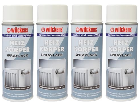 ARLI Set: Heizkörper Lackspray 4 x 400ml weiss hochglänzend weiß Schnelltrocknender Spraylack Heizkörperlackspray auf Kunstharzbasis Spraydose für Heizkörper Wasserboiler Radiatoren Warmwasserrohre