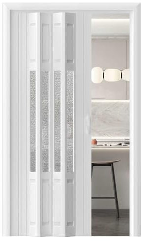 ZIMGOD Falttür Innentüren PVC-Schiebe-Falttüren mit Mattierter Acrylplatte, Innenfalttür für Türöffnung, Küchenschrank, Ziehfalttüren für Dusch- und Schlafzimmer(31x80in (78.5x203cm))