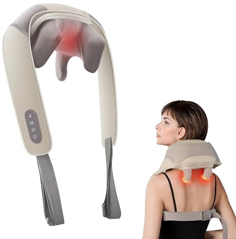 Snailax Cordless Neck Massager with Heat, Father's Day Gift, Shiatsu Neck Shoulder Massager Deep Kneading, Portable Massage Pillow, Gifts for Men Women Mom Dad