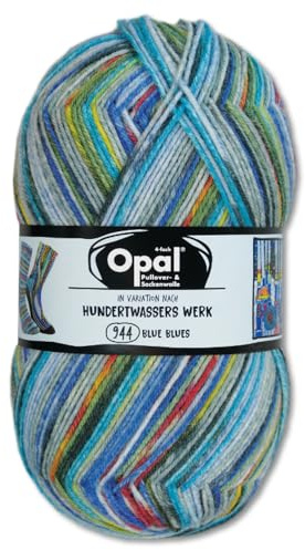 Frida's Wollhaus Opal 100 g Hundertwasser Sockenwolle 4-fach Strümpfe Socken Stricken 32 Farben (4050 | Blue Blues)