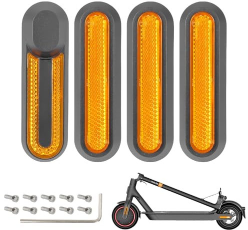 Diyxisk Scooter Reflektor, 4 Stücke Electric Scooter Reflektor, Dauerhaft Zubehör e Scooter, Abnehmbar Reflector, Geeignet für Xiaomi M365/Pro/Pro2/1S Elektroroller (Gelb)