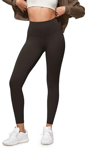 ODODOS Buttery Soft Lounge Yoga Leggings for Women 7/8 Length 25 High Waist Yoga Pants, Dark Brown, Small