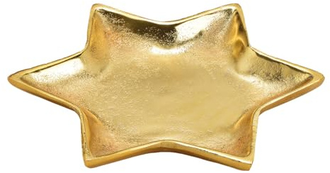 LivuX Deko Teller Stern aus Metall in Gold Edles Design Maße 21x21x2 cm Stilvolle Dekoration für Wohnräume und festliche Anlässe 1132