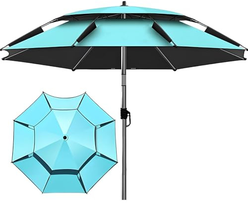 Generisch Sonnenschirm Strandschirm, 360° Verstellung Neigung, UV-Schutz Outdoor Angelschirm mit Sandanker und Tragetasche(Blau,220cm/7ft)