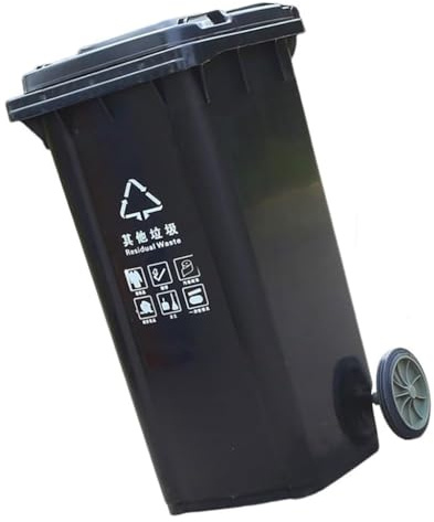 UCKYSU Contenedor Basura Ruedas For Exteriores Tapa Asas Perfecto Patios Cocinas Entretenimiento Aire Libre(Black,120L)