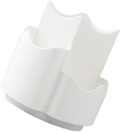 Housoutil Pot à Crayons Rotatif Blanc en Pp, Lot de 2, 3 Compartiments | Rangement de Bureau et Coiffeuse, Ouverture Large, pour Crayons et Pinceaux, Style Simple