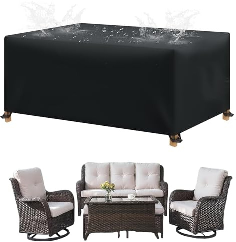 BDBSGBH Outdoor Garden Furniture Cover Waterproof Garden Chair Table Covers Upgraded 420d Heavy Duty Oxford Fabric For Rattan Patio Furnture Set, Tables and Chairs Rectangular 200x150x90cm(LxBxH)