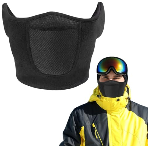 Masque Facial Ski, Demi-Masque Respirant Homme pour Ski, Moto, Cyclisme et Alpinisme, Protection Hiver pour Visage, Nez et Menton Confortable et Pratique pour Activités Extérieures