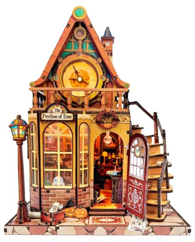 3D Wooden Puzzle Miniature House Kit, Magic Time Pavilion Craft Project, DIY Witch Cabin Desk Decor, Halloween Bookcase Ornament