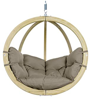 AMAZONAS Globo Chair - Premium FSC-zertifizierter, Wetterfester Hängesessel mit Super Soft Polsterung, In- und Outdoor | Belastbar bis 120 kg | Farbe: Taupe