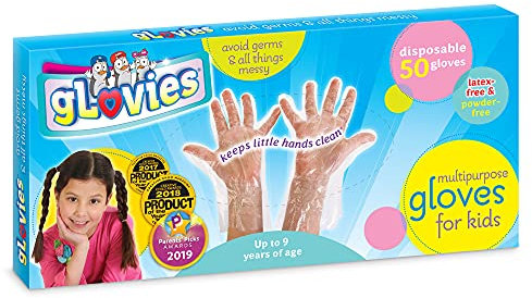 gLovies - My Mom Knows Best - 50 Multipurpose Latex-Free Disposable Gloves for Kids - 50 Count - Kindergarten to 3rd Grade