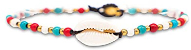 Made by Nami Surfer Fußkettchen mit Perlen Damen & Mädchen - Handmade Festival & Strand Accessoires - Goa Hippie Fußkette - Fußband Bunt Orientalisch