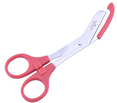 Bandage Scissors Round Tip for Nurses,Veterinary and Home Use with with Colored Safety Guard 5 -Colors (Red)