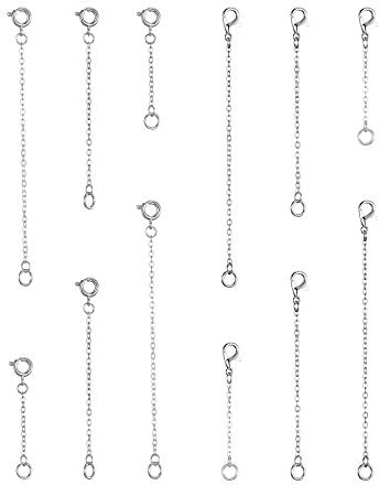 Softones 12-18Pcs Ankle Bracelets Extenders-Extension for Womens Jewelry(1 2 3 Inch),with Lobster Clasp and O-Clasp from Gold Silver Rose Gold