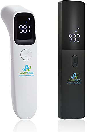 Amplim 2-Pack Hospital & Medical Grade Non Contact Digital Infrared Forehead Thermometer for Babies, Kids, and Adults.