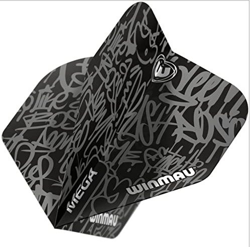 WINMAU Mega Standard Black Extra Thick Dart Flights - 1 Satz pro Packung (Insgesamt 3 Flüge)