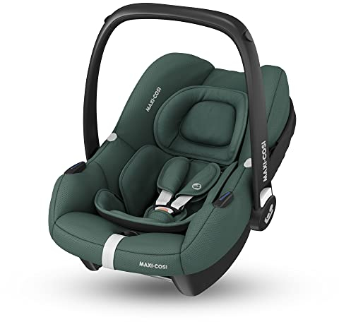 Maxi-Cosi CabrioFix i-Size, Babyschale, 0–12 Monate, max. 12 kg, leichter i-Size Kindersitz (3,2 kg), Sonnenverdeck, gepolsterter Sitz, für viele Maxi-Cosi Kinderwagen, Essential Green