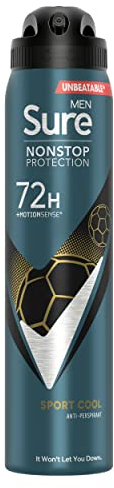Sure Men Sport Cool Nonstop Protection MotionSense technology anti-perspirant deodorant spray Anti-perspirant Deodorant Aerosol 72h protection against sweat and odour, 250 ml